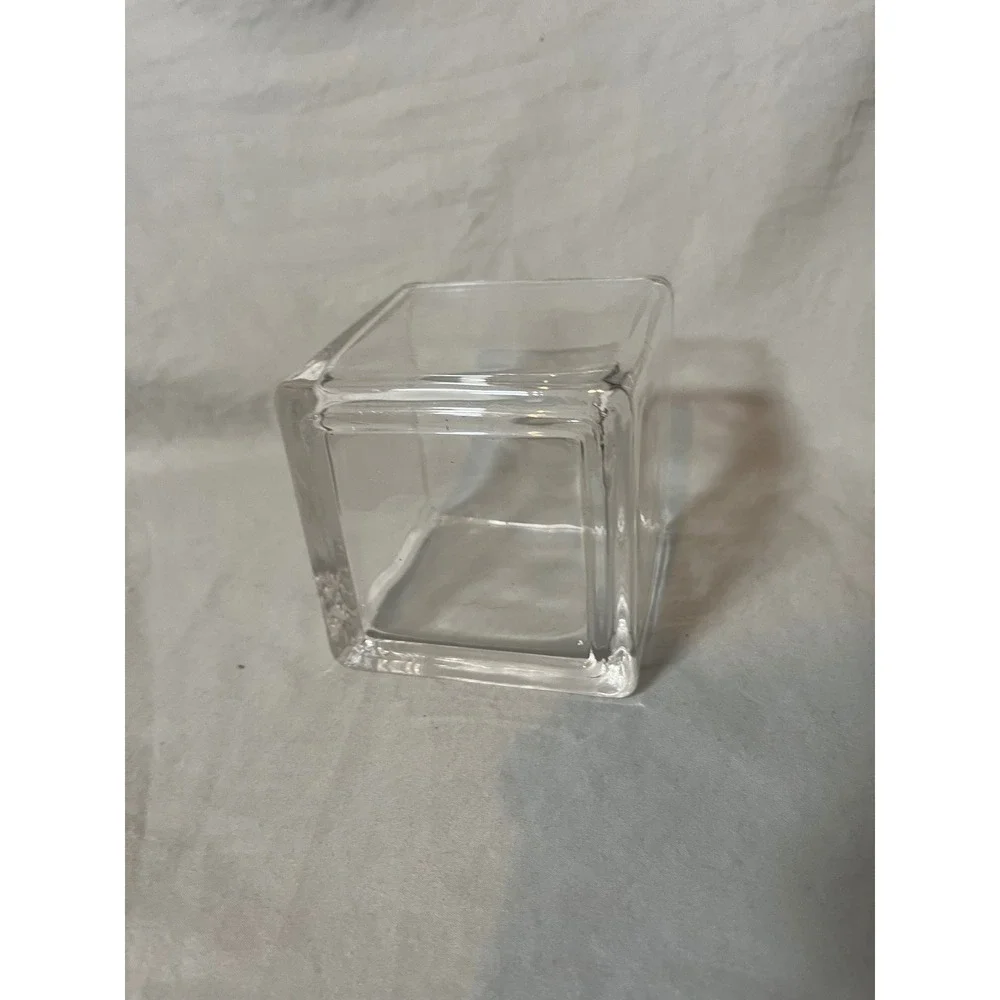 6 Clear Glass Square Cube‎ Vase Modern Minimalist Centerpiece Home Decor 4 Inch